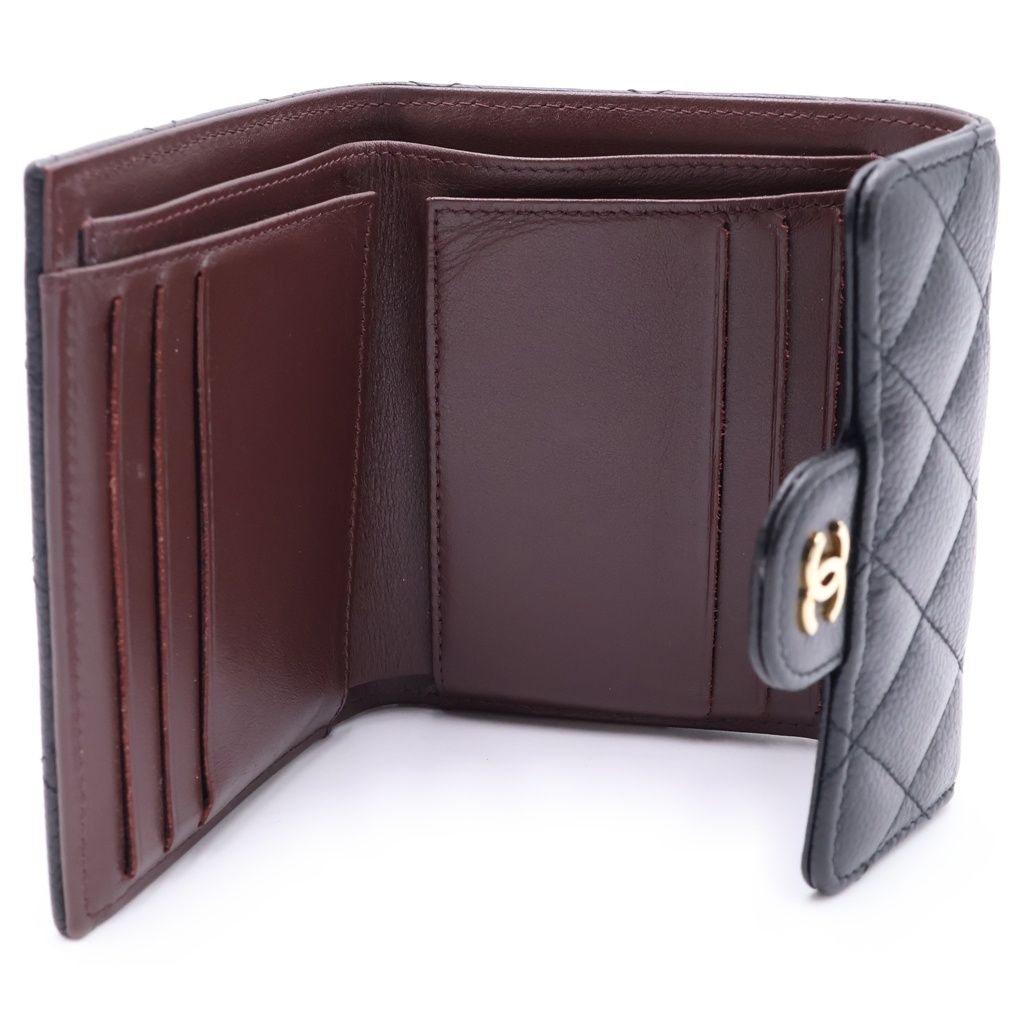 Chanel Classic Small Flap Wallet Trifold Coin Case Black Caviar Leather Gold — view 4