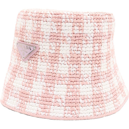 Prada Crochet Bucket Hat S Light Pink