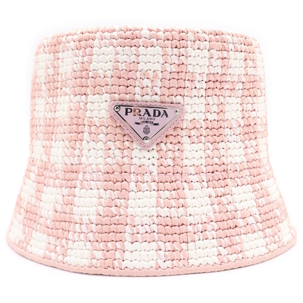 Prada Crochet Bucket Hat S Light Pink — view 4