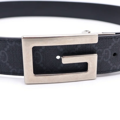 Gucci Square Reversible Leather Belt Black Silver — view 5