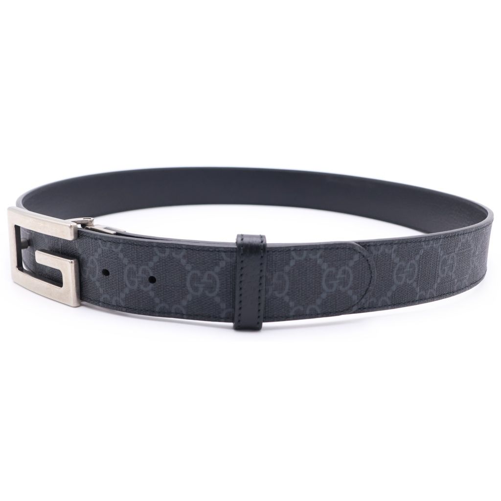 Gucci Square Reversible Leather Belt Black Silver