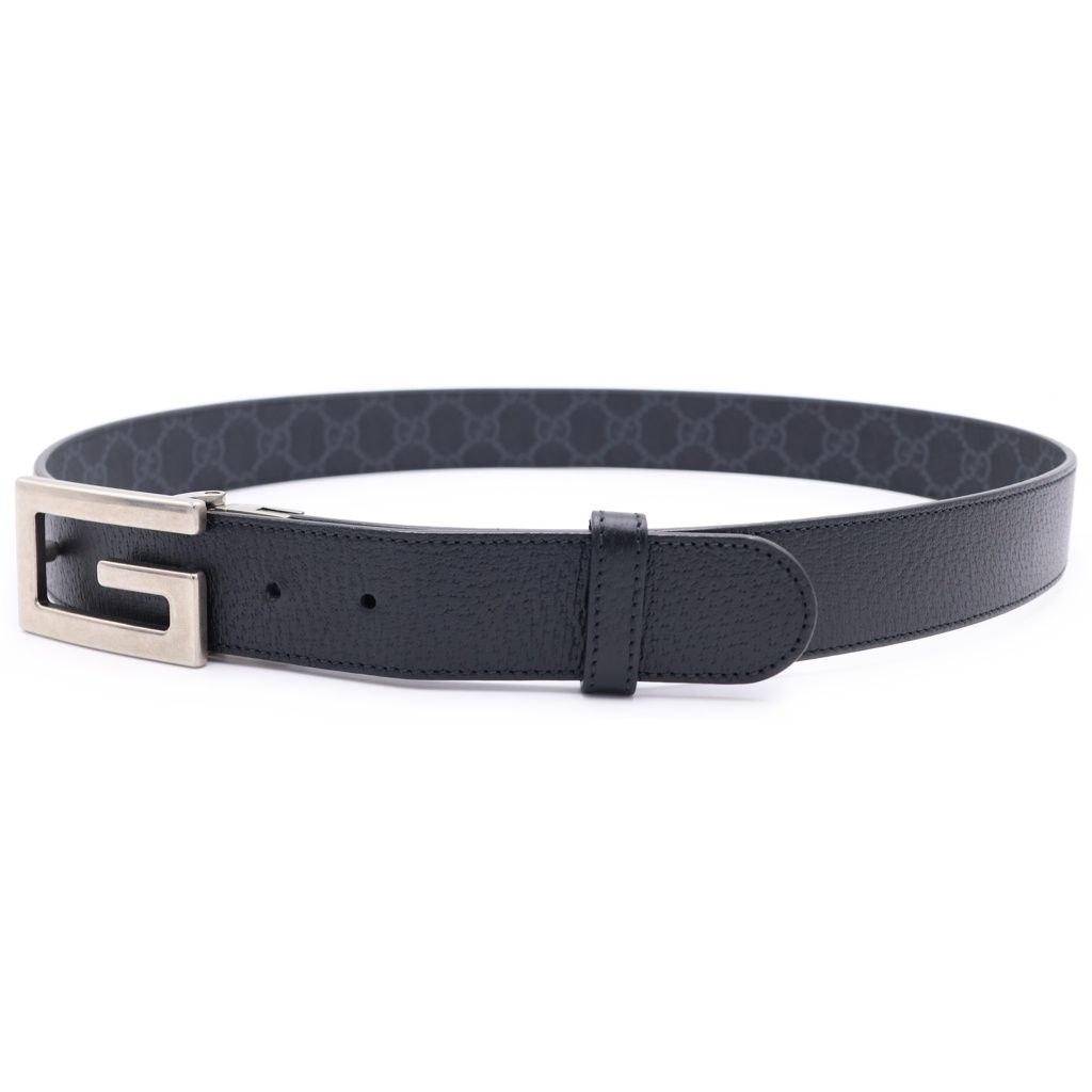 Gucci Square Reversible Leather Belt Black Silver — view 4