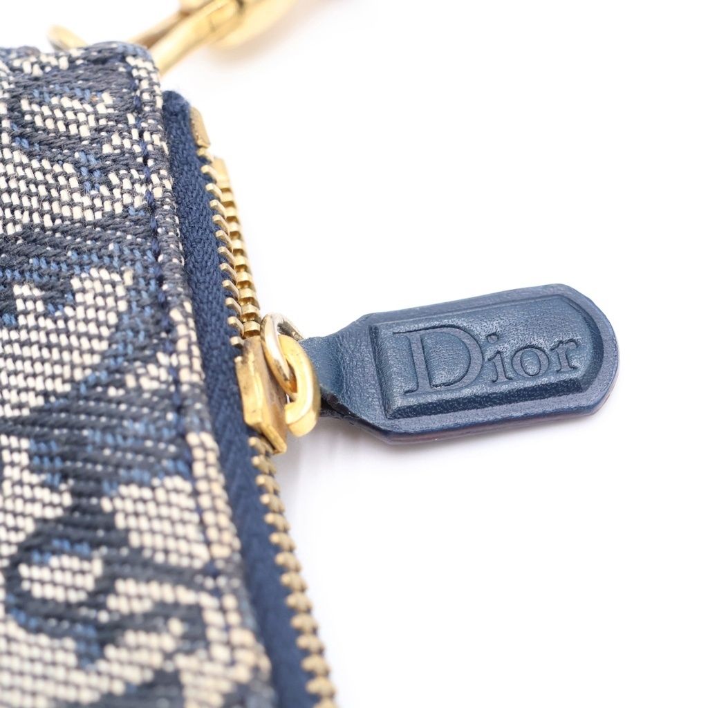 Dior Trotter Saddle Pouch Mini Bag Navy Leather Canvas Gold — view 6