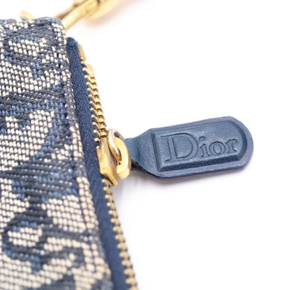 Dior Trotter Saddle Pouch Mini Bag Navy Leather Canvas Gold — view 6