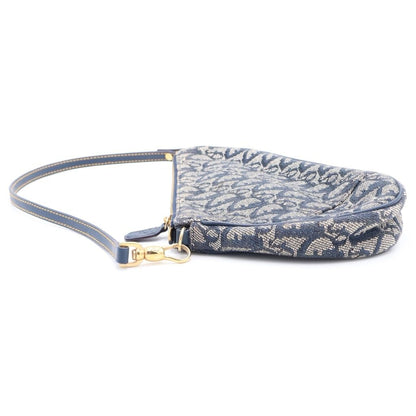 Dior Trotter Saddle Pouch Mini Bag Navy Leather Canvas Gold — view 3