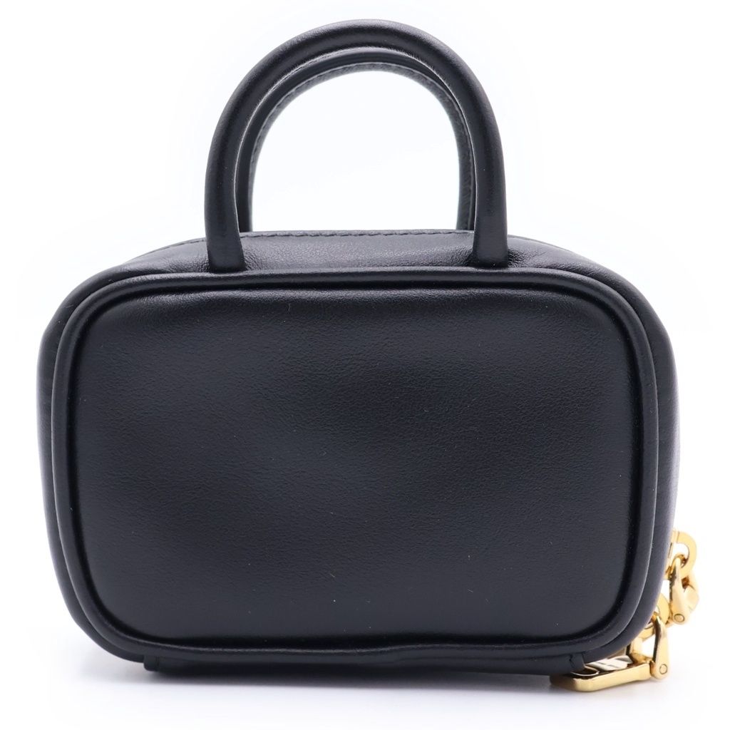 Miu Miu Beau Leather Micro Bag Logo Embossed Bag Charm Key Holder Black — view 2