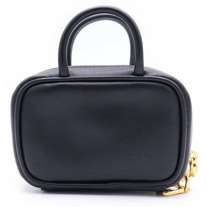 Miu Miu Beau Leather Micro Bag Logo Embossed Bag Charm Key Holder Black — view 2