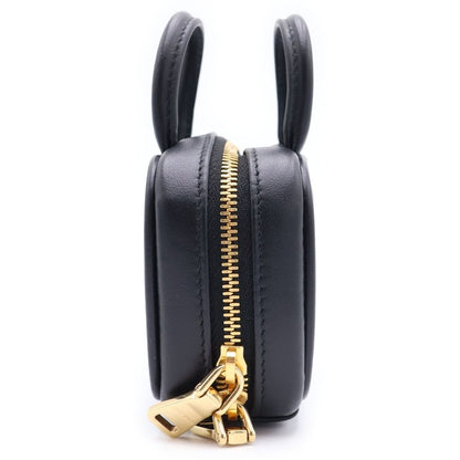 Miu Miu Beau Leather Micro Bag Logo Embossed Bag Charm Key Holder Black — view 3