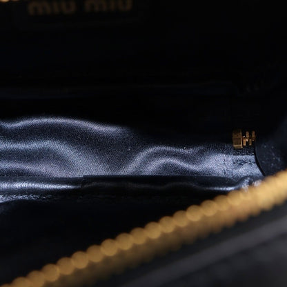 Miu Miu Beau Leather Micro Bag Logo Embossed Bag Charm Key Holder Black — view 5