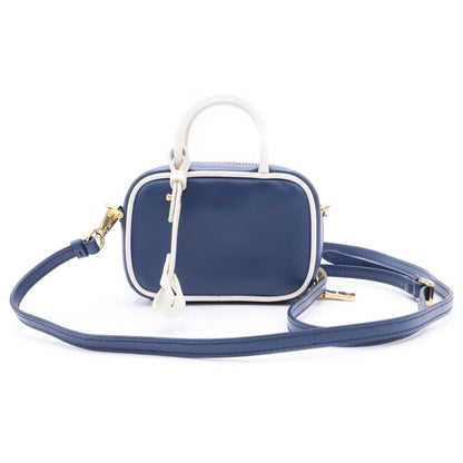 Miu Miu Beau Leather Micro Bag Logo Embossed Bag Charm Key Holder Blue White — view 2