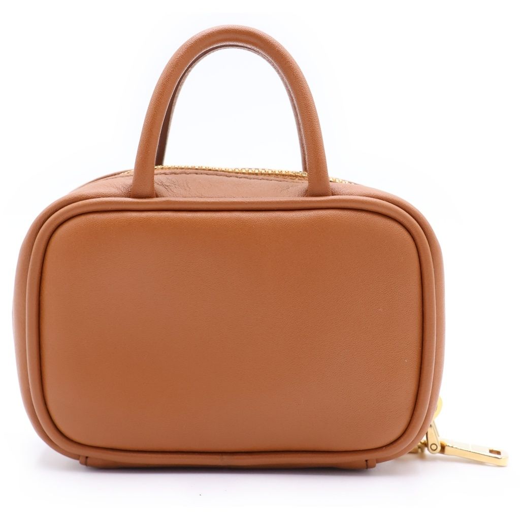 Miu Miu Beau Leather Micro Bag Logo Embossed Bag Charm Key Holder Brown — view 2