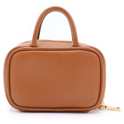 Miu Miu Beau Leather Micro Bag Logo Embossed Bag Charm Key Holder Brown — view 2