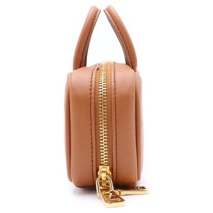Miu Miu Beau Leather Micro Bag Logo Embossed Bag Charm Key Holder Brown — view 3