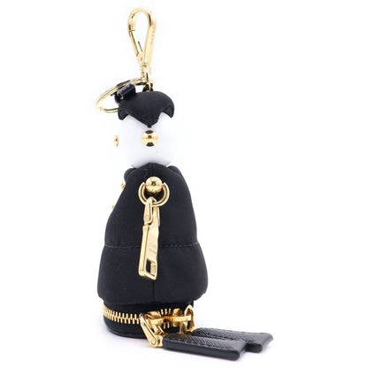 Prada Re-Nylon Soft Robot Bag Charm Key Ring Key Holder Black Gold — view 4