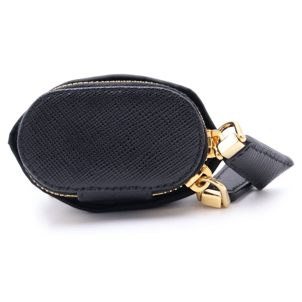 Prada Re-Nylon Soft Robot Bag Charm Key Ring Key Holder Black Gold — view 5