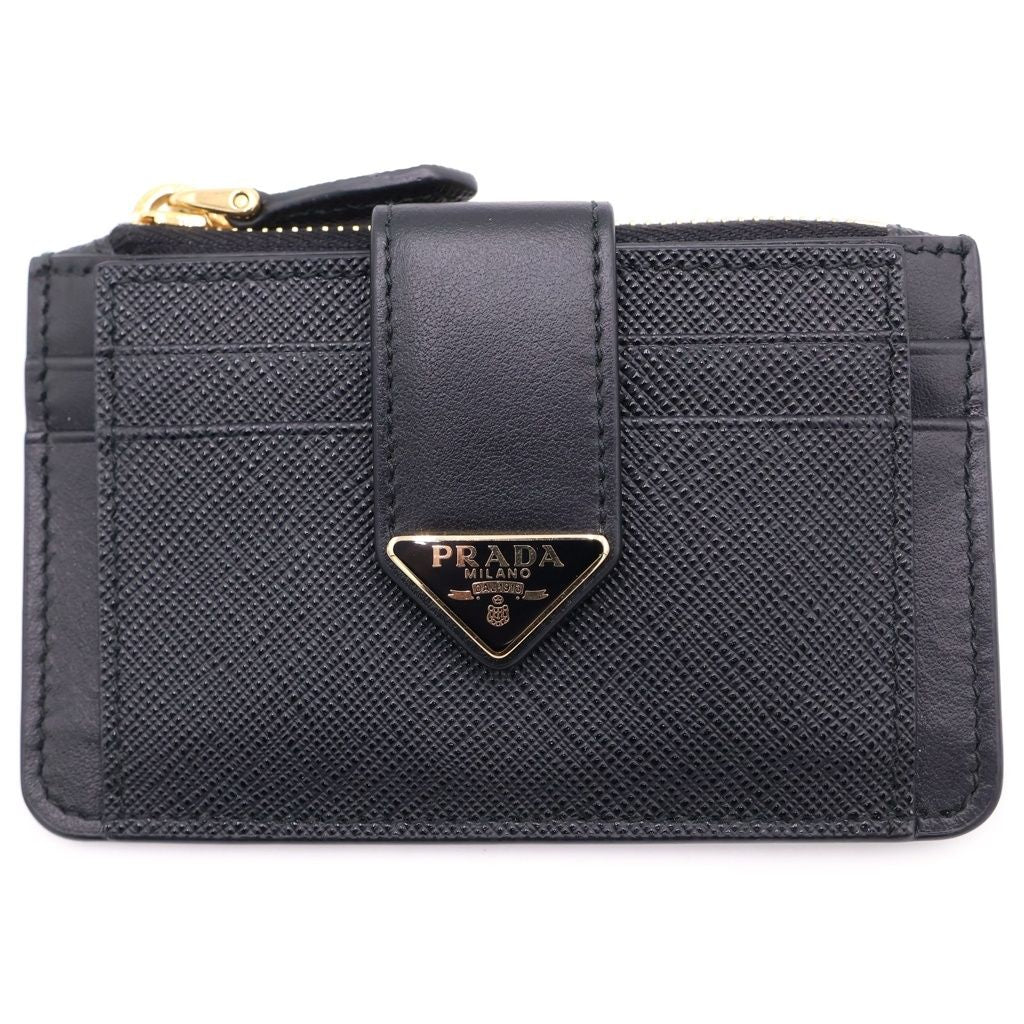 Prada Saffiano Tab LU Coin Case Black