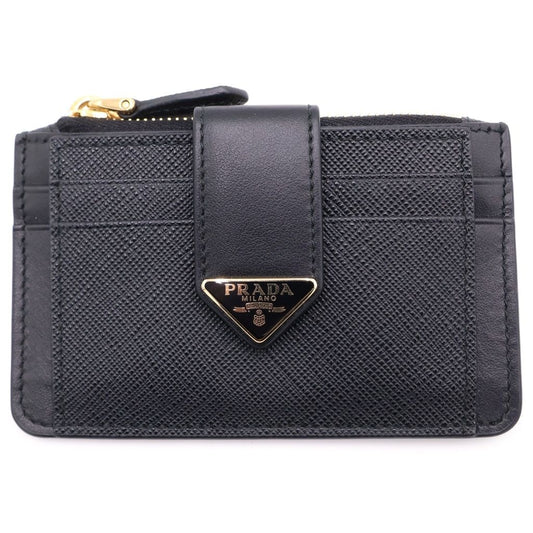 Prada Saffiano Tab LU Coin Case Black
