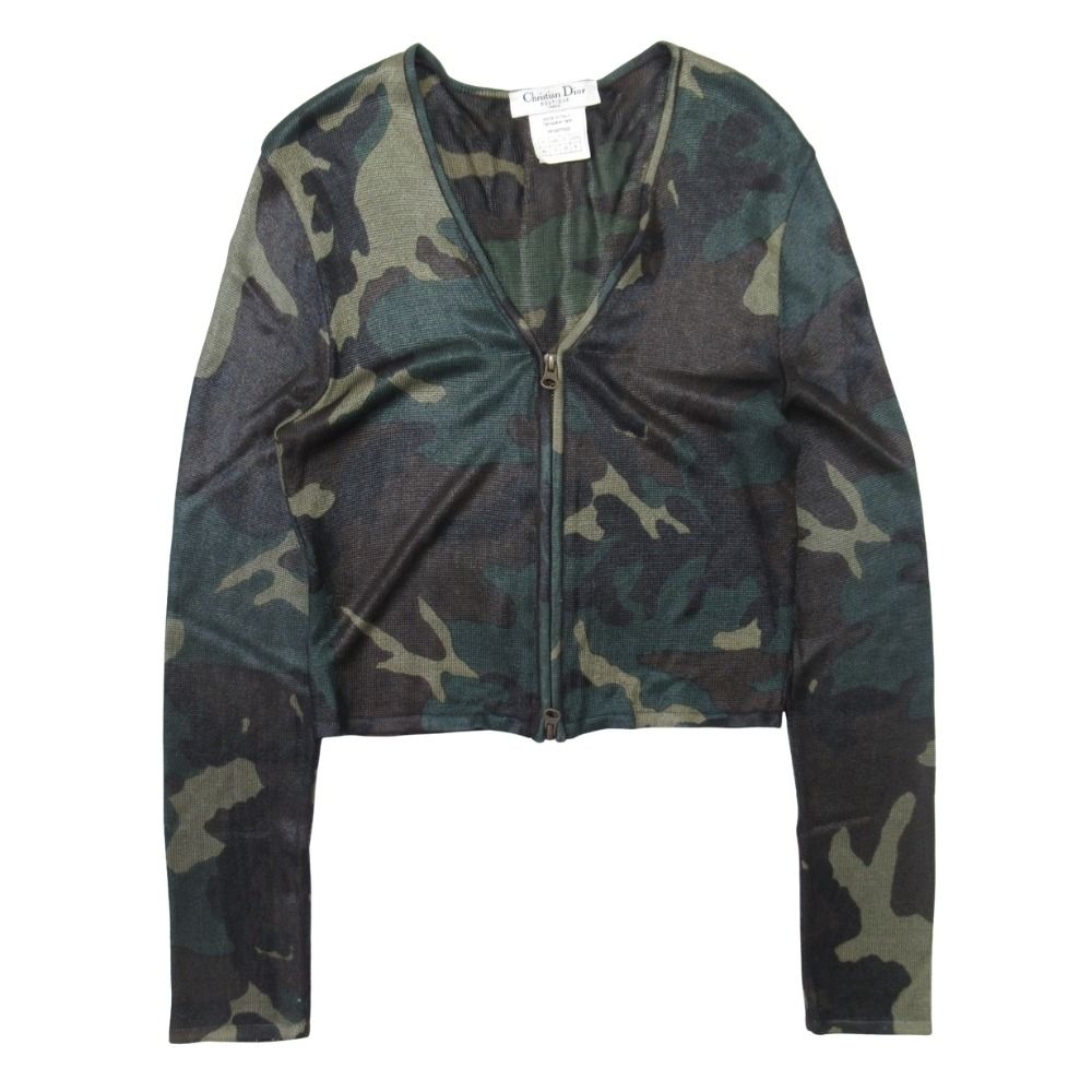 Dior Galiano Era Camouflage Cardigan Double Zip All Over Pattern Khaki