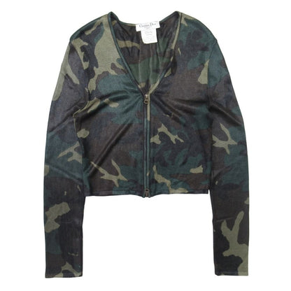 Dior Galiano Era Camouflage Cardigan Double Zip All Over Pattern Khaki
