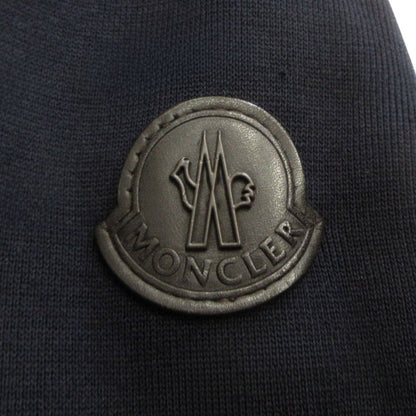 Moncler Maria Toriko Cardigan Knit Down Jacket Contrast Logo Leather M Navy — view 9
