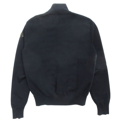 Moncler Maria Toriko Cardigan Knit Down Jacket Contrast Logo Leather M Navy — view 2
