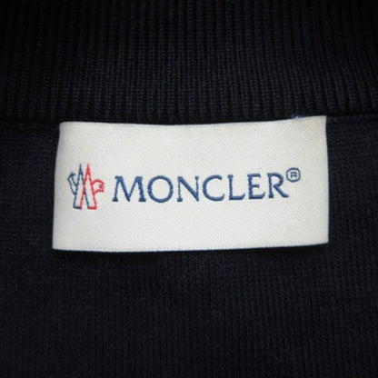 Moncler Maria Toriko Cardigan Knit Down Jacket Contrast Logo Leather M Navy — view 7