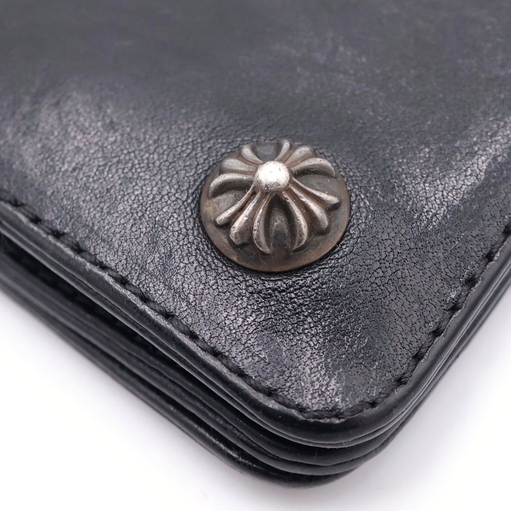 Chrome Hearts Strap Cross Ball Button Leather Wallet Black — view 5