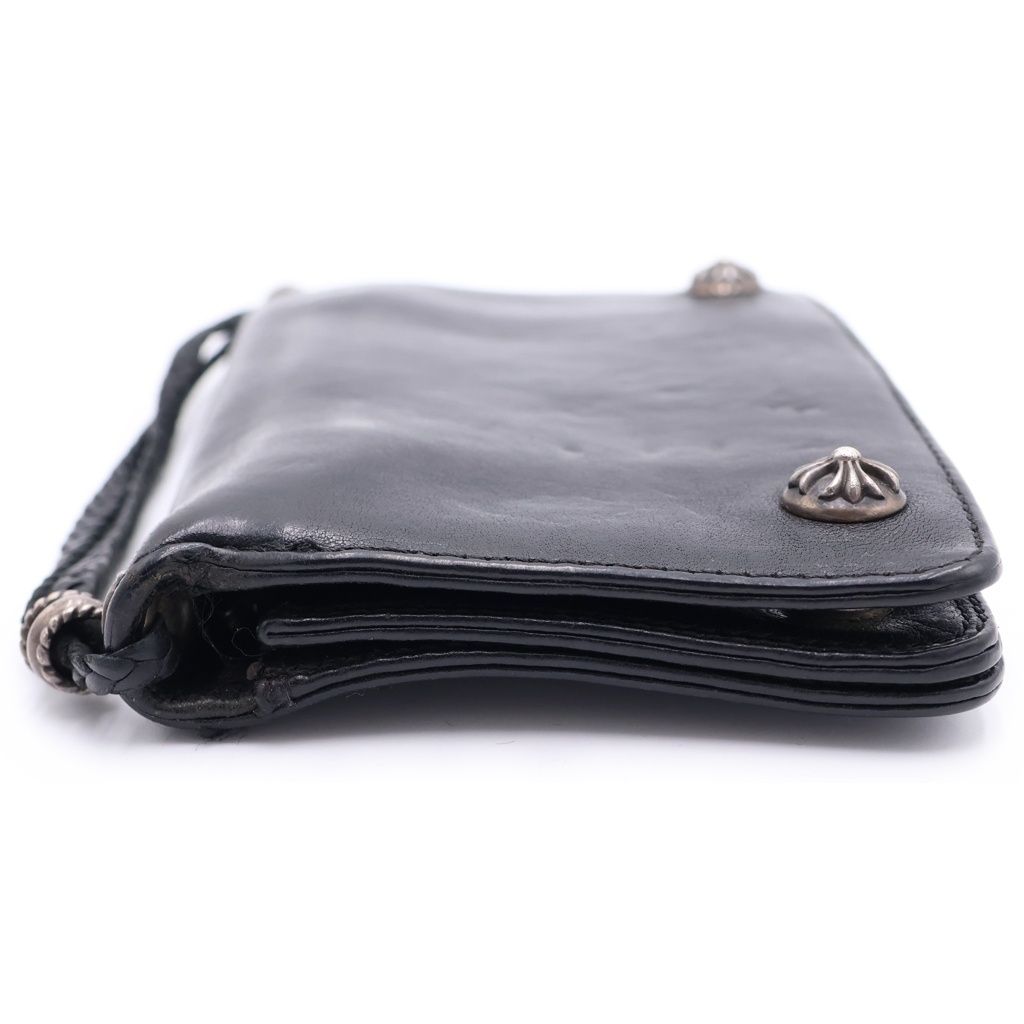 Chrome Hearts Strap Cross Ball Button Leather Wallet Black — view 3