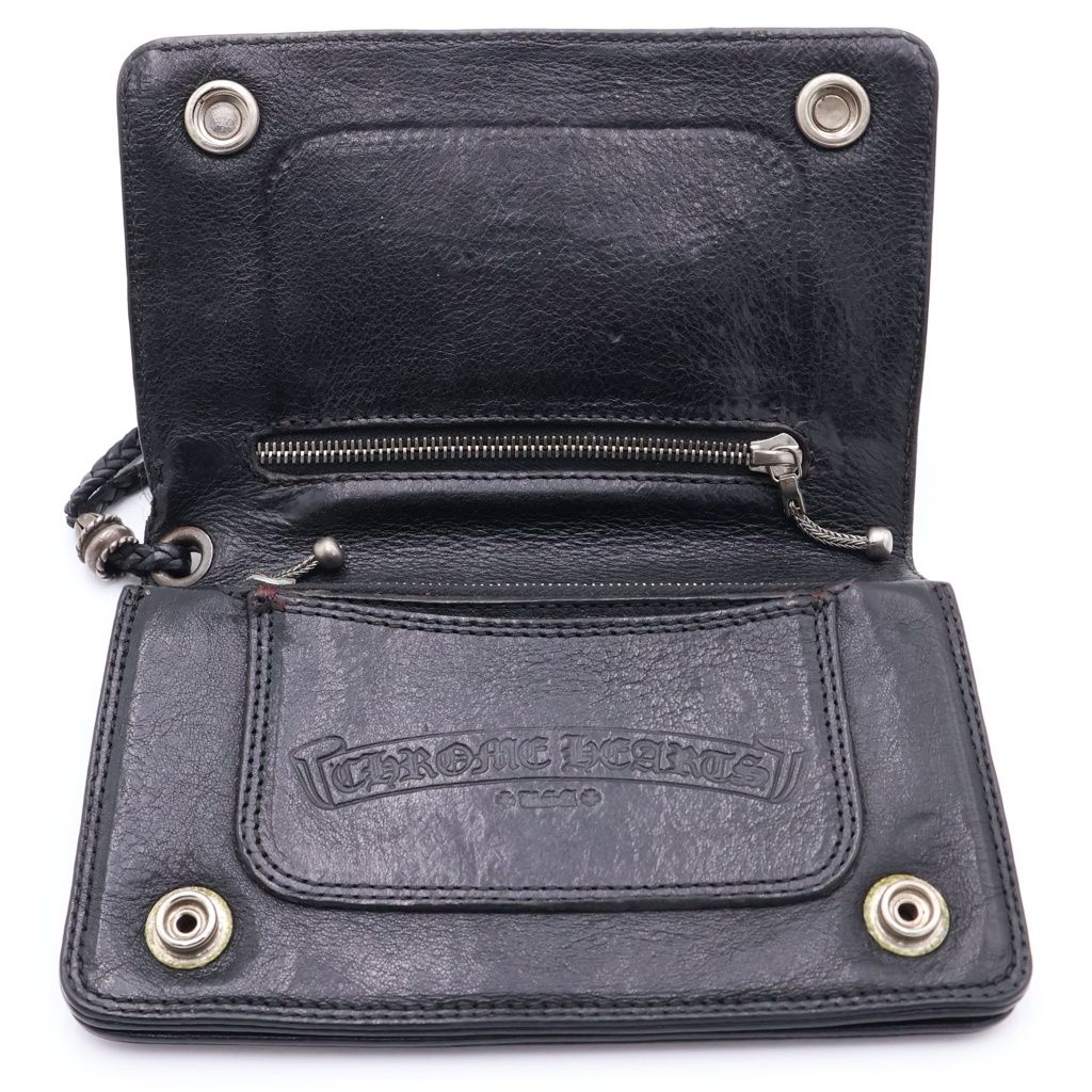 Chrome Hearts Strap Cross Ball Button Leather Wallet Black — view 4