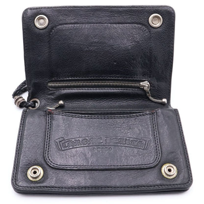 Chrome Hearts Strap Cross Ball Button Leather Wallet Black — view 4
