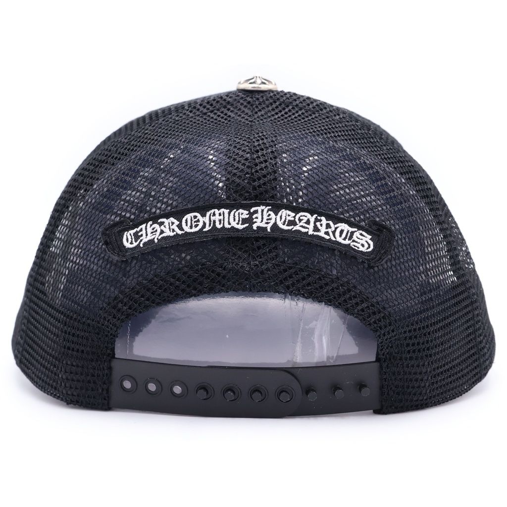 Chrome Hearts Trucker Cap Truck Khaki Cap Triple Cross Leather Patch Hat Black — view 2
