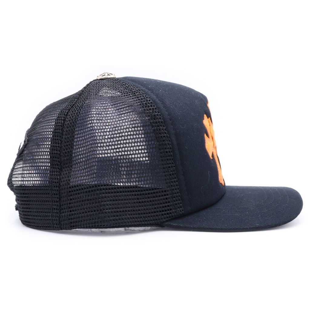 Chrome Hearts Trucker Cap Truck Khaki Cap Triple Cross Leather Patch Hat Black — view 3