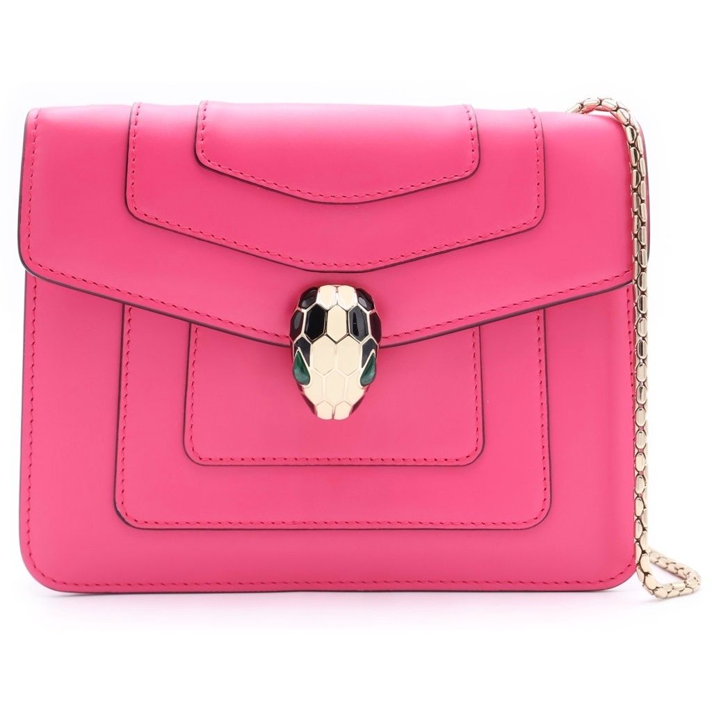 Bvlgari Serpenti Leather Chain Shoulder Bag Pink