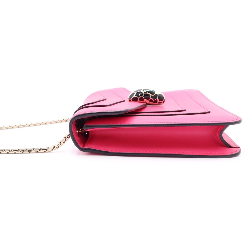 Bvlgari Serpenti Leather Chain Shoulder Bag Pink — view 3