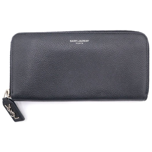Saint Laurent Paris Zip Around Wallet Black Leather