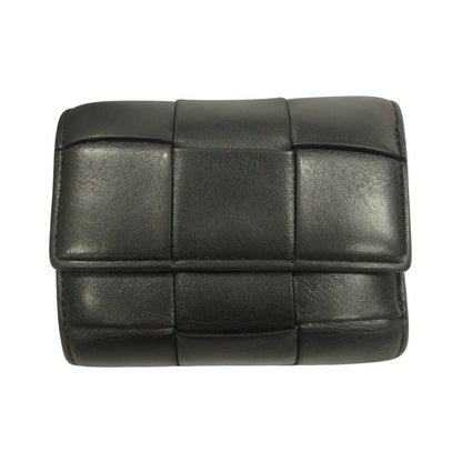Bottega Veneta Cassette Maxi Intrecciato Trifold Wallet Leather Black