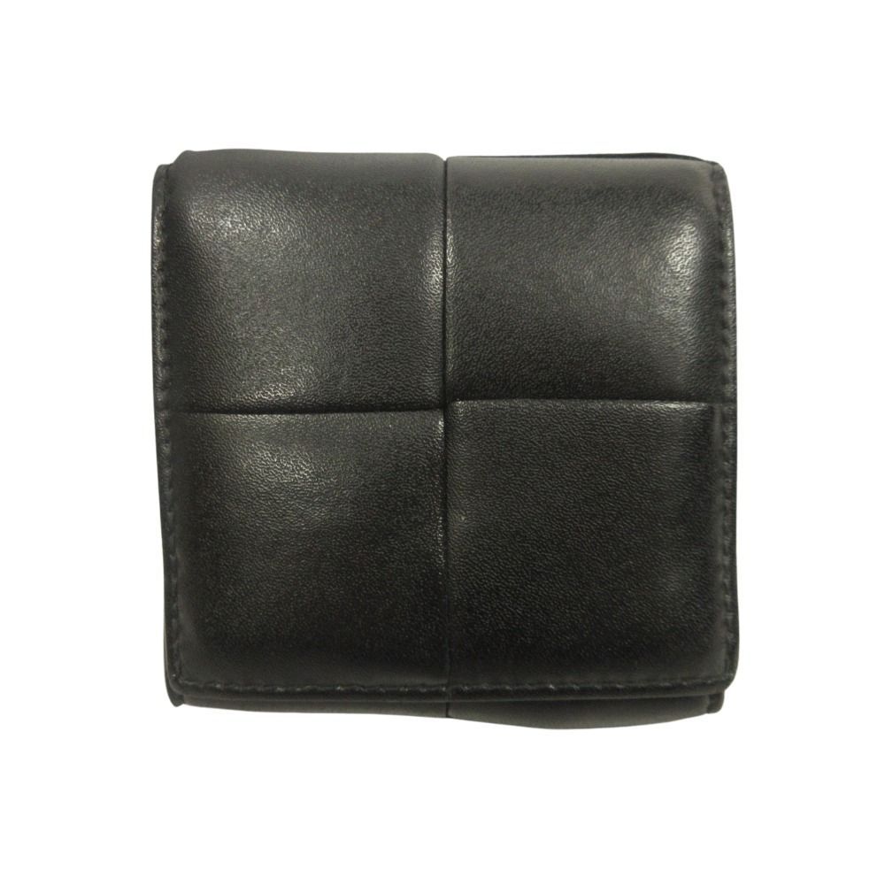 Bottega Veneta Cassette Maxi Intrecciato Coin Purse Wallet Leather Black