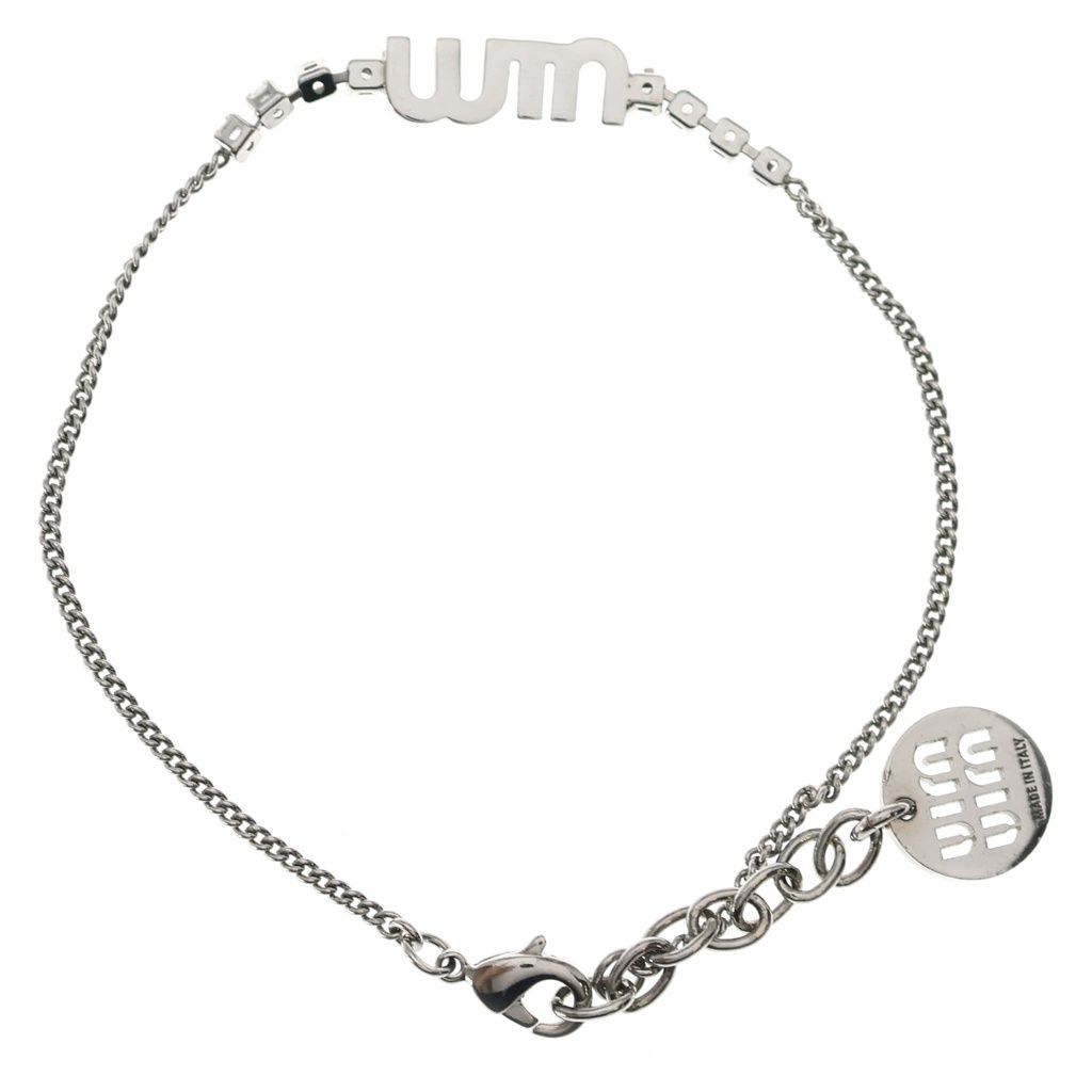 Miu Miu Rhinestone Logo Bracelet Plated Silver — view 2