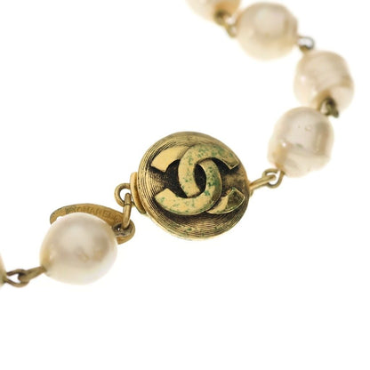 Chanel Vintage Faux Pearl Long Pendant Chain White Gold — view 4