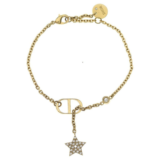 Dior Petit CD Star Motif Rhinestone Bracelet Gold Chain