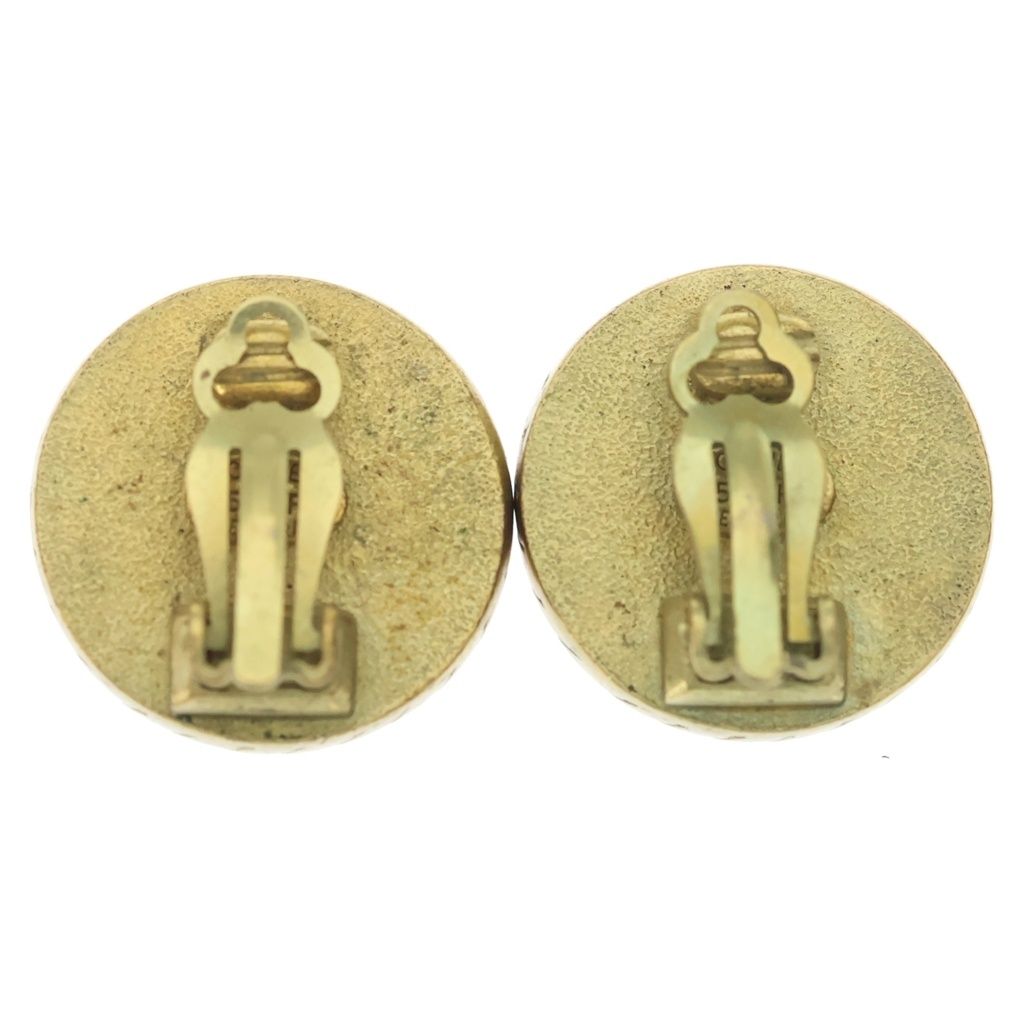 Chanel CC Logo Round Earrings Gold Black — view 2