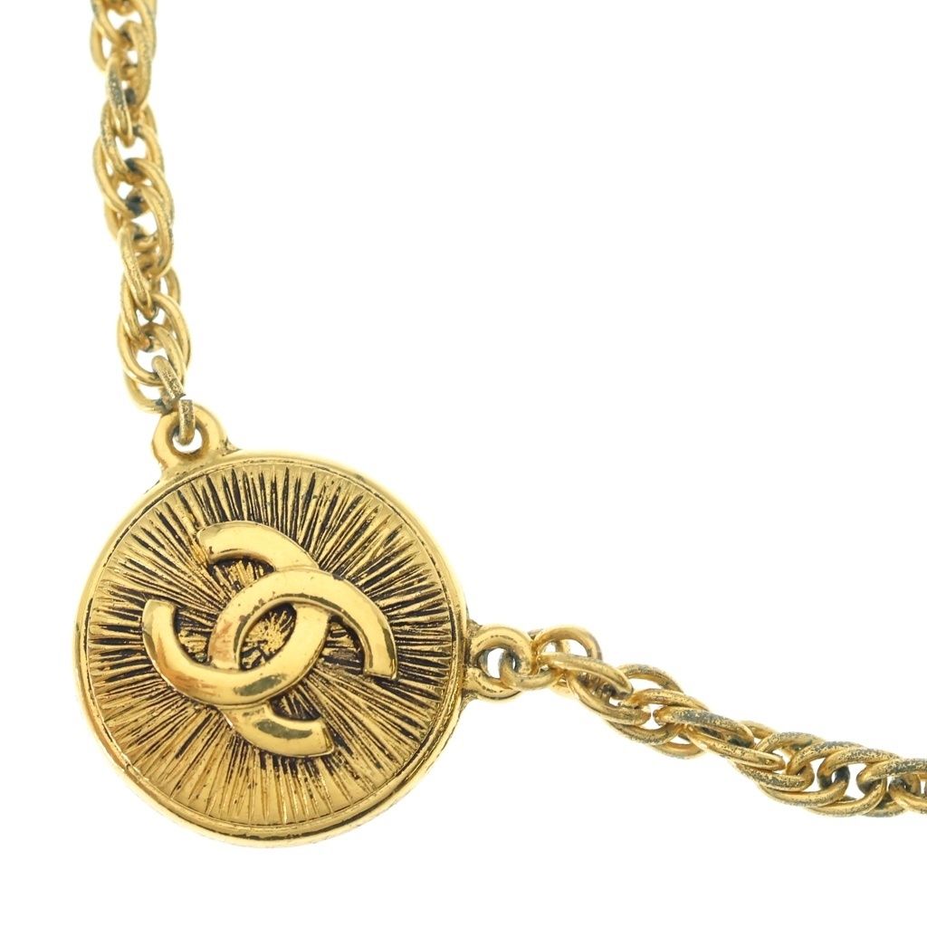 Chanel CC Logo Chain Choker Necklace Gold