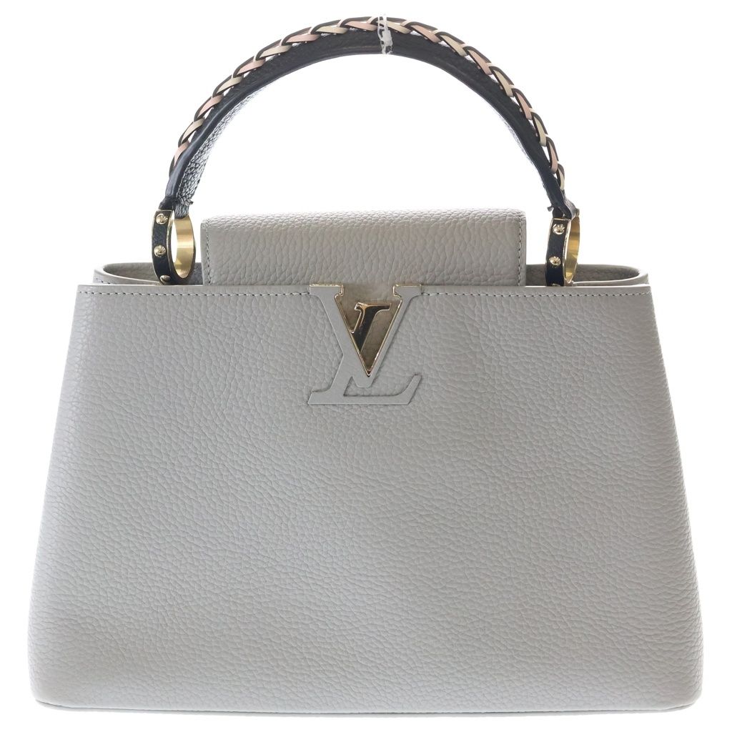 Louis Vuitton Capucines PM 2-Way Shoulder Bag Gray Taurillon Leather Gold