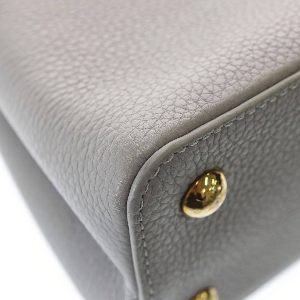 Louis Vuitton Capucines PM 2-Way Shoulder Bag Gray Taurillon Leather Gold — view 6