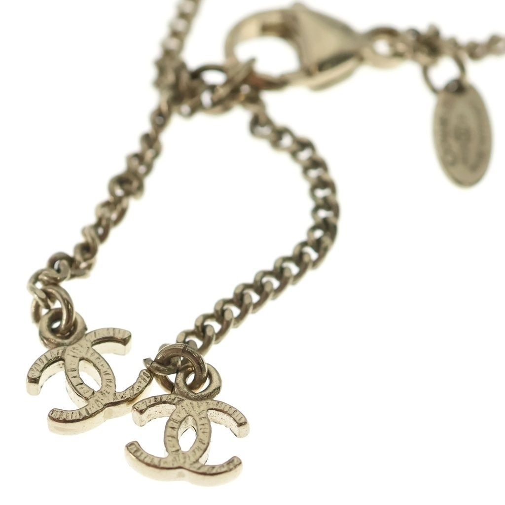 Chanel Camellia Rhinestone Faux Pearl Pendant Chain Gold — view 5