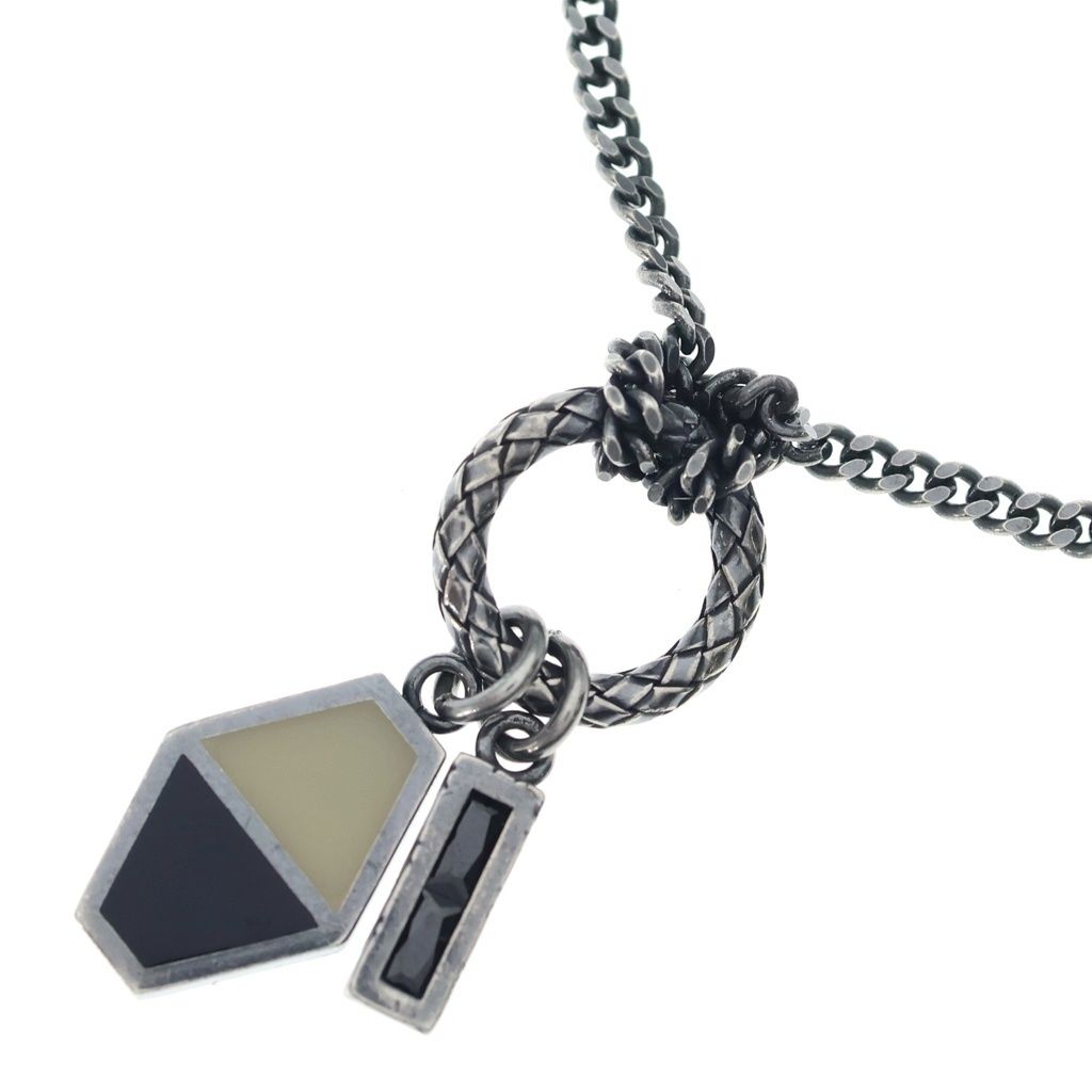 Bottega Veneta Intre Ring Pendant Chain Gunmetal Silver Black White