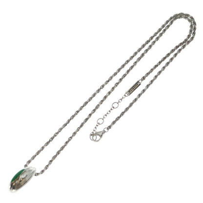 Bottega Veneta Green Stone Pendant Snake Chain Silver — view 2