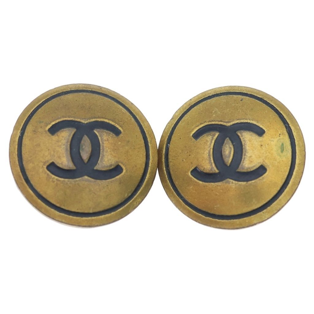 Chanel CC Logo Round Earrings Gold