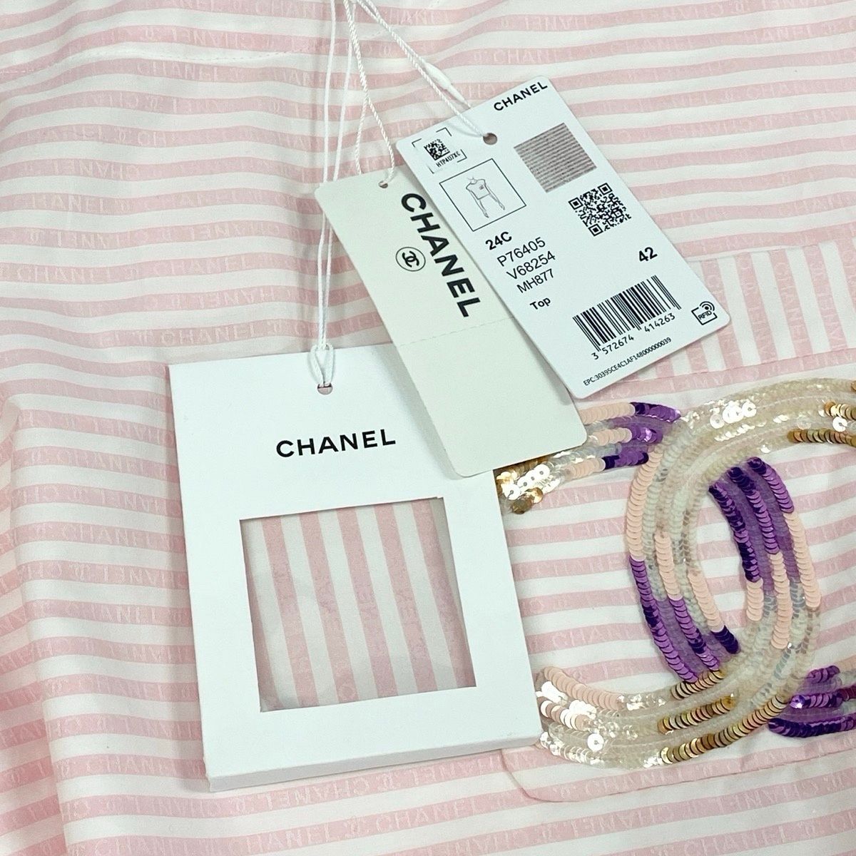 Chanel 60 24c Coco Rose Blanc Blouse Top 42 — view 8