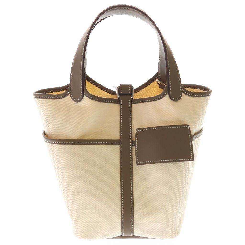 Hermes Picotin Lock PM Cargo Toilego Elan Shoulder Bag Ivory Gray Ju Etoupe Ecru